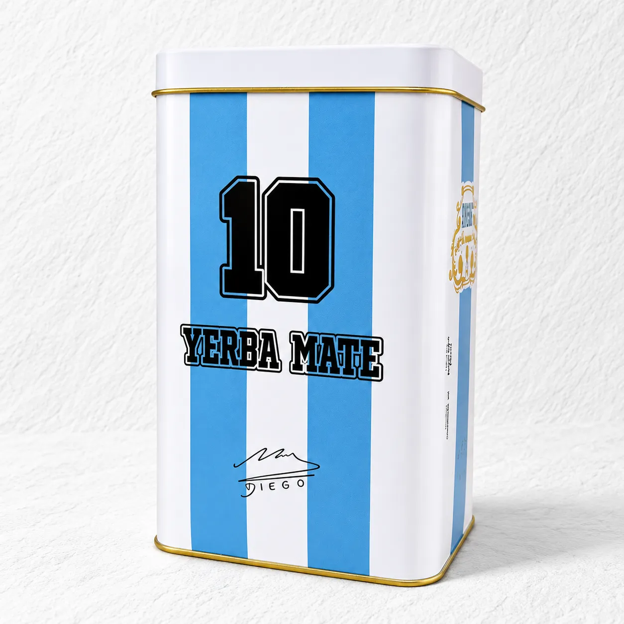 Yerbera de metal diseño Maradona 10