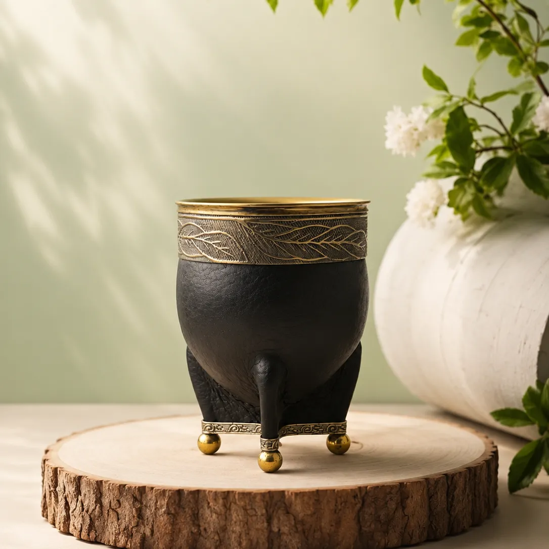 Mate Imperial de Calabaza con Virola de Alpaca y Base Deluxe