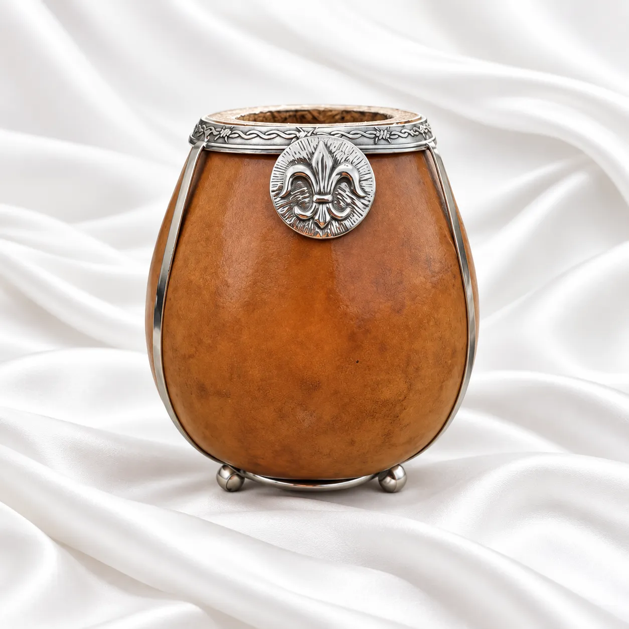 Mate de calabaza porito con base de bronce